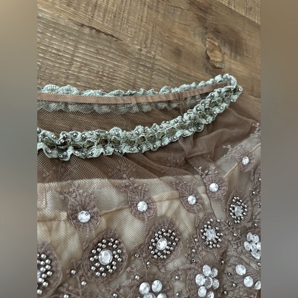 Alter’d State Embellished Beaded Blouse. Women’s Sz S Long Sleeve | Neutral - Picture 11 of 11